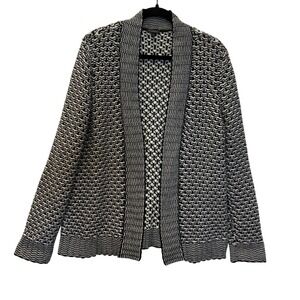Talbot's Size Medium Black‎ and White Chunky Knit Cardigan Sweater